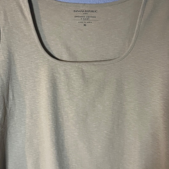 Banana Republic Square Neck Top Women’s XL Organic Cotton T-Shirt Tan Scoop - Picture 6 of 8